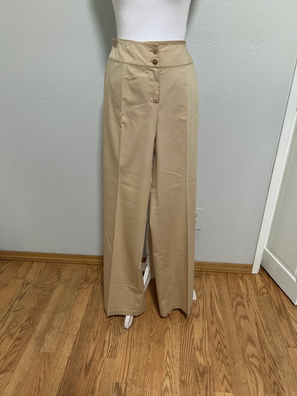 St. John Collection Tan Cotton Blend Pants Mid Rise Size 12
